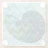 Spiral Turquoise Conch Shell Glazen Onderzetter (Achterkant)