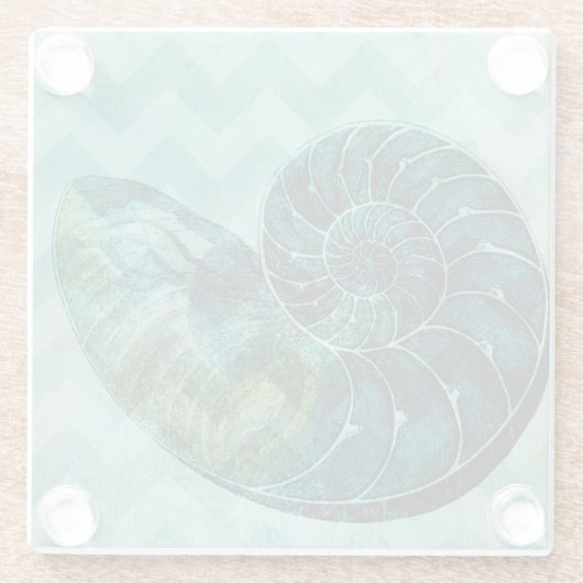 Spiral Turquoise Conch Shell Glazen Onderzetter (Achterkant)
