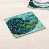 Spiral Turquoise Conch Shell Kartonnen Onderzetters (Schuin)