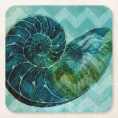 Spiral Turquoise Conch Shell Kartonnen Onderzetters (Voorkant)