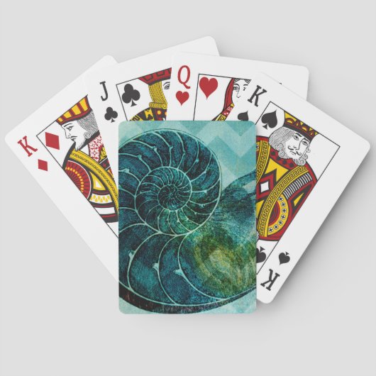 Spiral Turquoise Conch Shell Pokerkaarten (Achterkant)