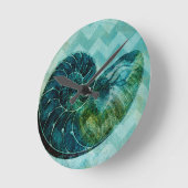 Spiral Turquoise Conch Shell Ronde Klok (Hoek)