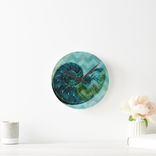 Spiral Turquoise Conch Shell Ronde Klok (Huis)