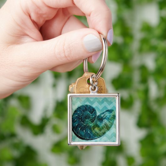 Spiral Turquoise Conch Shell Sleutelhanger (Hand)