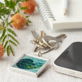 Spiral Turquoise Conch Shell Sleutelhanger (Zijkant)