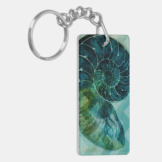 Spiral Turquoise Conch Shell Sleutelhanger (Voorkant Links)