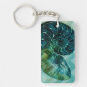 Spiral Turquoise Conch Shell Sleutelhanger (Voorkant)