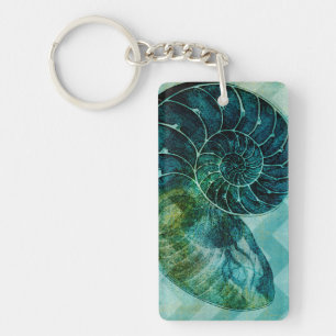 Spiral Turquoise Conch Shell Sleutelhanger