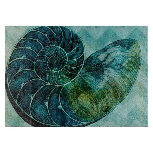 Spiral Turquoise Conch Shell Snijplank (Voorkant)