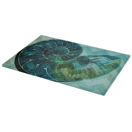 Spiral Turquoise Conch Shell Snijplank (Hoek)