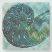Spiral Turquoise Conch Shell Stenen Onderzetter (Voorkant)