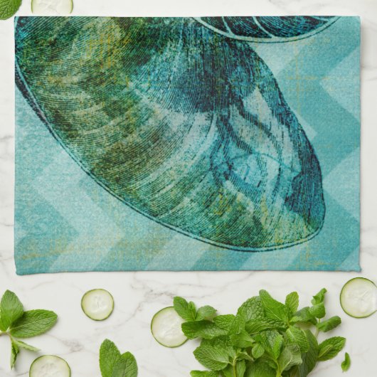 Spiral Turquoise Conch Shell Theedoek (Gevouwen)