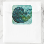 Spiral Turquoise Conch Shell Vierkante Sticker (Tas)
