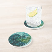 Spiral Turquoise Conch Shell Zandsteen Onderzetter (Zijkant)