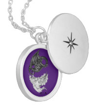 Spiral Unicorn Dragon Yin Yang Locket Ketting