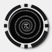 Spiral voor pi-cijfers op zwart pokerchips (Voorkant)