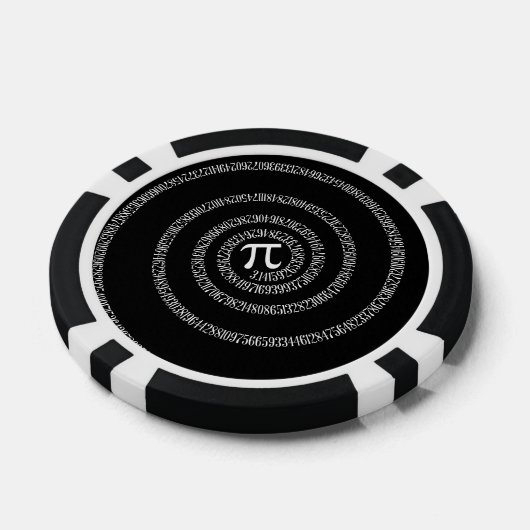 Spiral voor pi-cijfers op zwart pokerchips (Enkel)