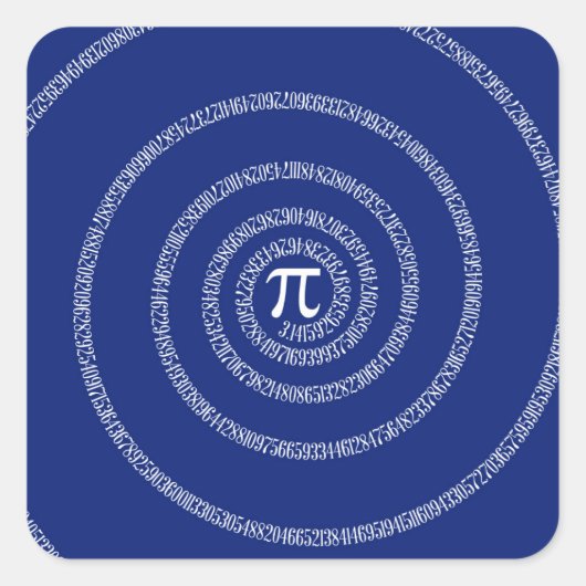 Spiral voor Pi op Navy Blue Decor Vierkante Sticker (Voorkant)