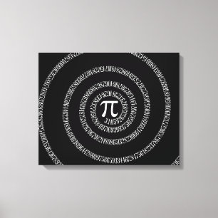 Spiral voor Pi op Solid Black Canvas Afdruk