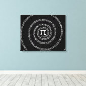 Spiral voor Pi op Solid Black Canvas Afdruk (Insitu (Houten vloer))