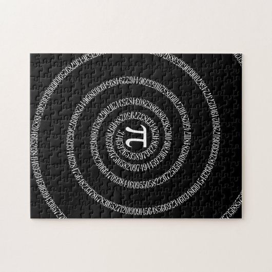 Spiral voor Pi op Solid Black Legpuzzel (Horizontaal)