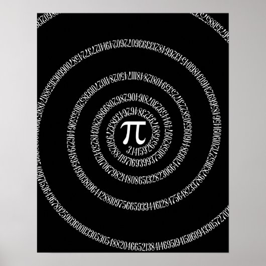 Spiral voor Pi op Solid Black Poster (Voorkant)