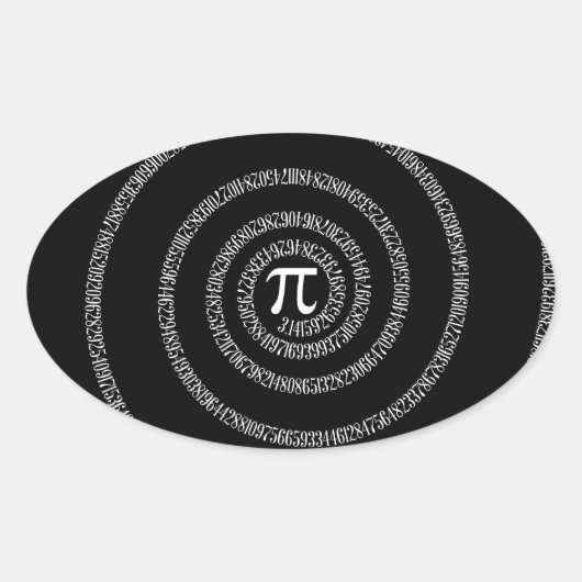 Spiral voor Pi op zwart decor Ovale Sticker (Voorkant)
