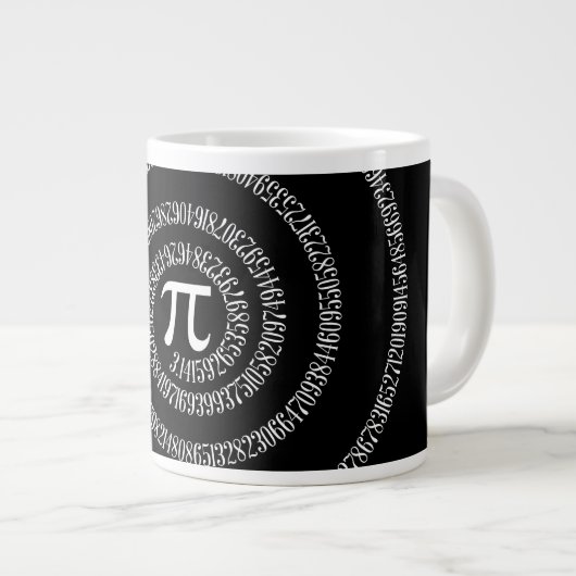 Spiral voor Pi op zwarte stijl Grote Koffiekop (Voorkant rechts)