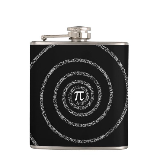 Spiral voor Pi op zwarte stijl Heupfles (Voorkant)