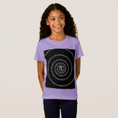 Spiral voor Pi op zwarte stijl T-shirt (Voorkant volledig)