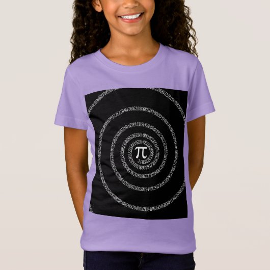 Spiral voor Pi op zwarte stijl T-shirt (Voorkant)