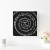 Spiral voor Pi op zwarte stijl Vierkante Klok (Huis)