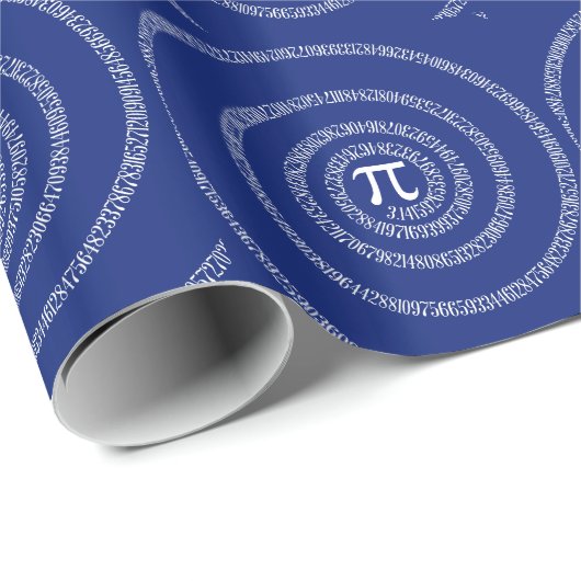 Spiral voor Pi Typografie op Blue Cadeaupapier (Rol Hoek)
