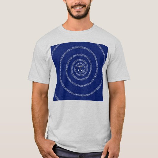 Spiral voor Pi Typografie op Blue T-shirt (Voorkant)