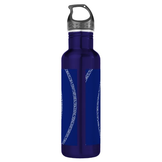 Spiral voor Pi Typografie op Blue Waterfles (Achterkant)
