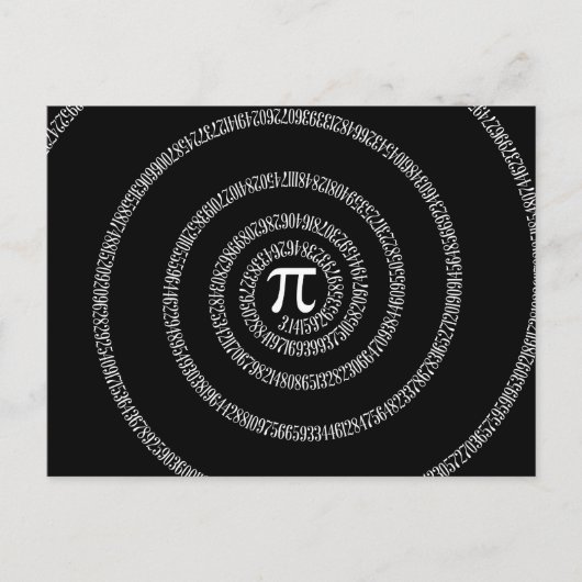Spiral voor Pi Typografie op zwart Briefkaart (Voorkant)