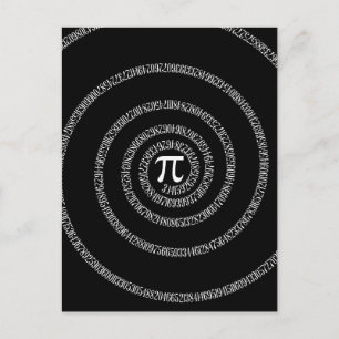 Spiral voor Pi Typografie op zwart Briefkaart