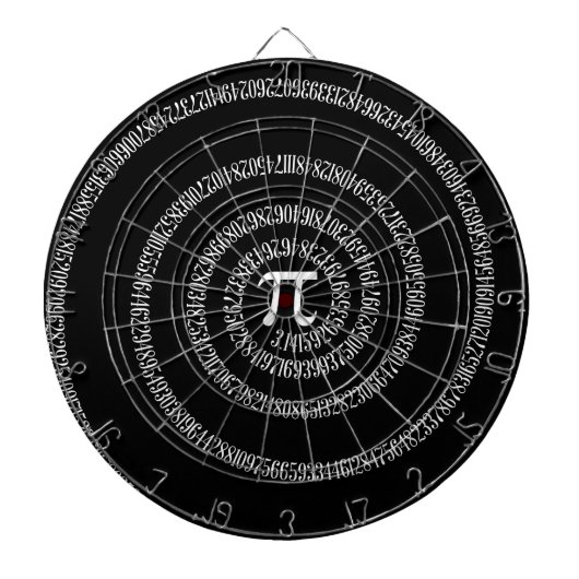 Spiral voor Pi Typografie op zwart Dartbord (Voorkant)