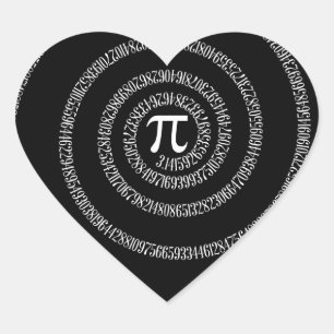 Spiral voor Pi Typografie op zwart Hart Sticker