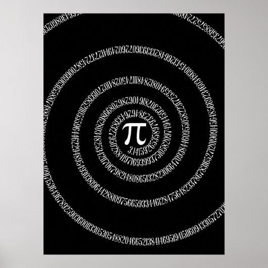 Spiral voor Pi Typografie op zwart Poster (Voorkant)