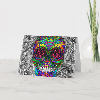 Spiral Zen Candy Skull Abstract Art Dead Head Kaart