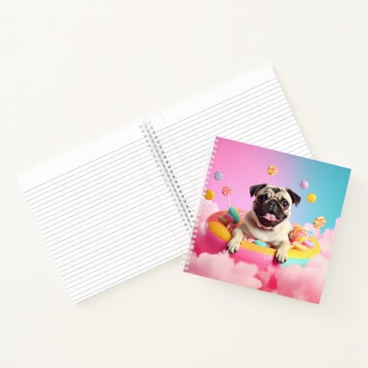 Spiralblock – Süßer glücklicher Mops Notitieboek (Binnen)