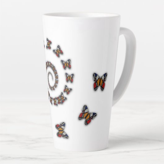 Spirale Butterflies Latte Mok (Rechterhoek)
