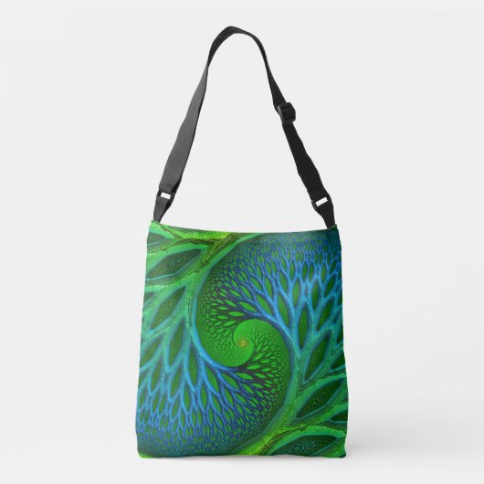 Spirale fractale boom van het leven crossbody tas (Achterkant)