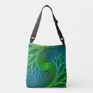 Spirale fractale boom van het leven crossbody tas