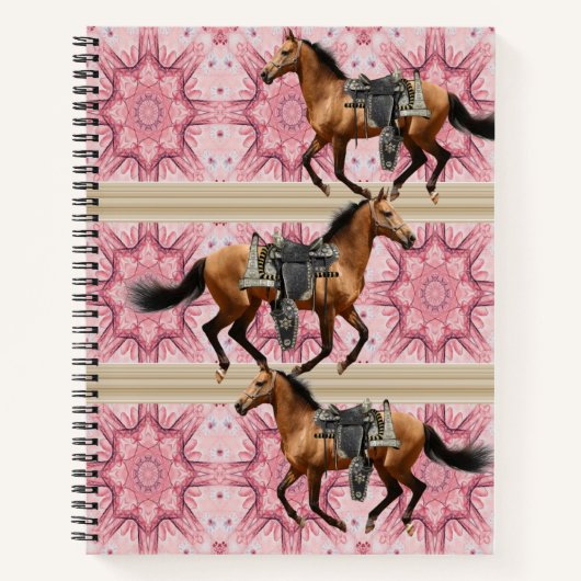 Spirale Notitieboeken Paarden Roze Floral (Voorkant)