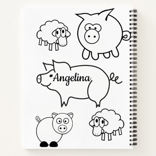 Spirale Notitieboeken voor het kleuren van varkens (Achterkant)
