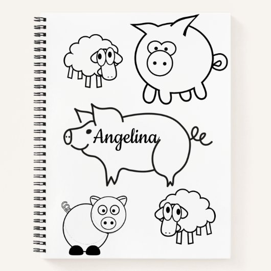 Spirale Notitieboeken voor het kleuren van varkens (Voorkant)