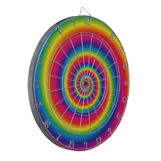 Spirale regenboog dartbord (Voorkant Links)