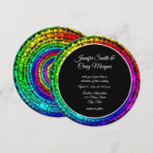 Spirale regenboogStippen Blindenbruiloft Zwarte en Kaart (Voorkant / Achterkant)